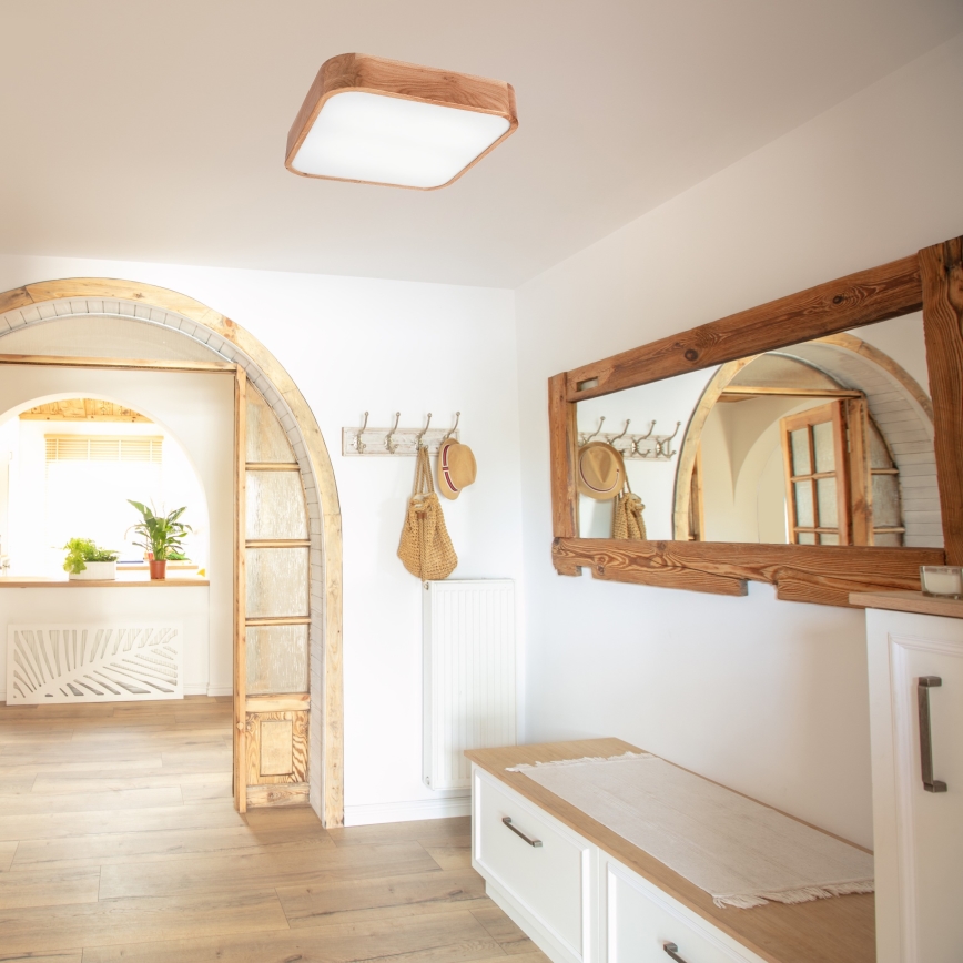 Taklampa OAK SQUARE 4xE27/15W/230V 45x45 cm ek