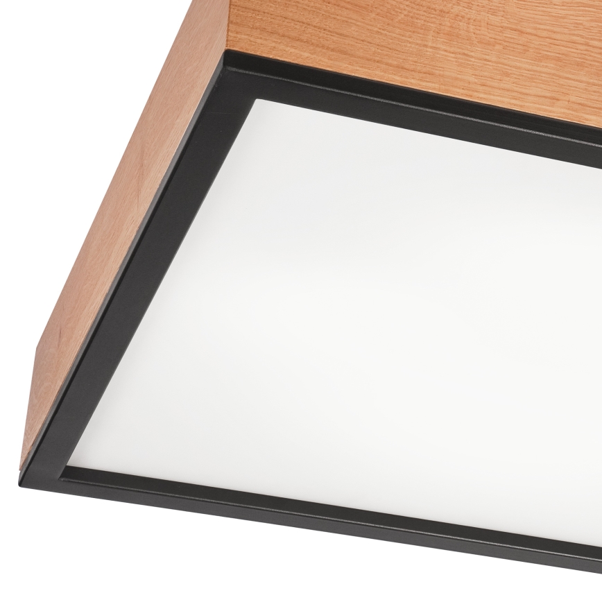 Taklampa OAK SQUARE 4xE27/15W/230V 48x48 cm ek/svart