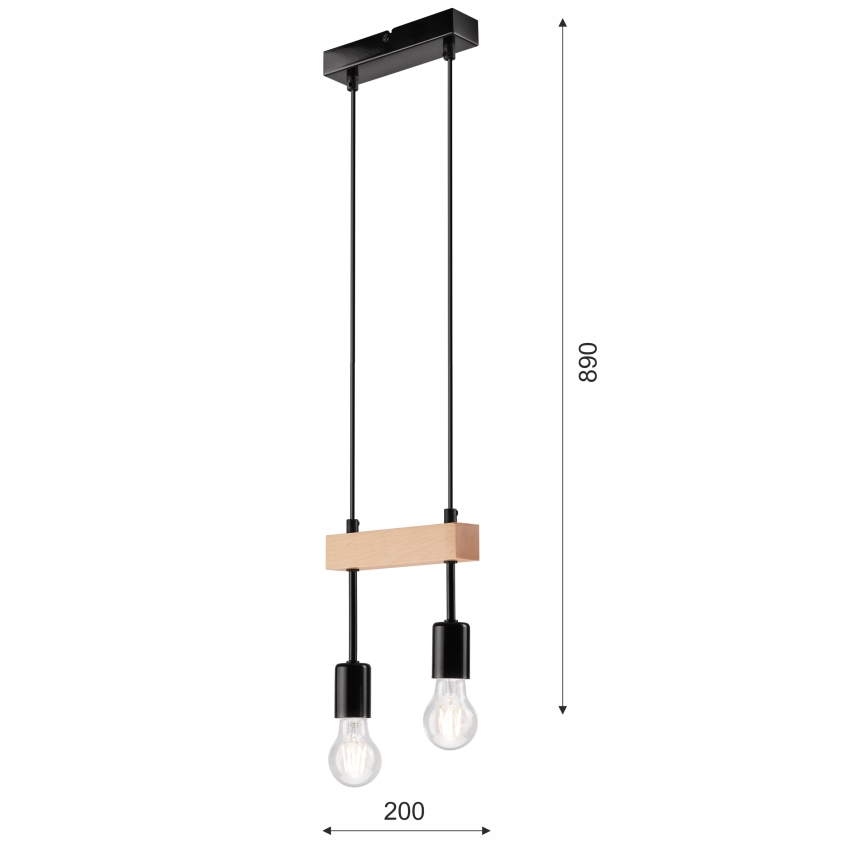 Taklampa på kabel ORAZIO 2xE27/60W/230V bok