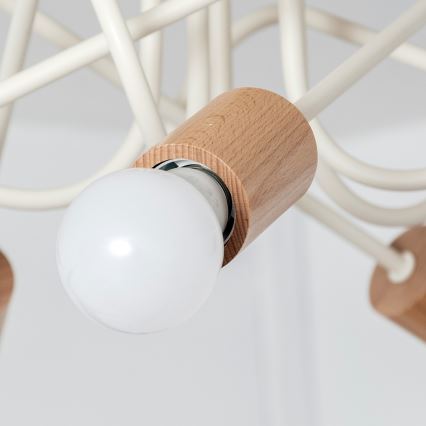 Taklampa OXFORD 5xE27/15W/230V furu/krämvit