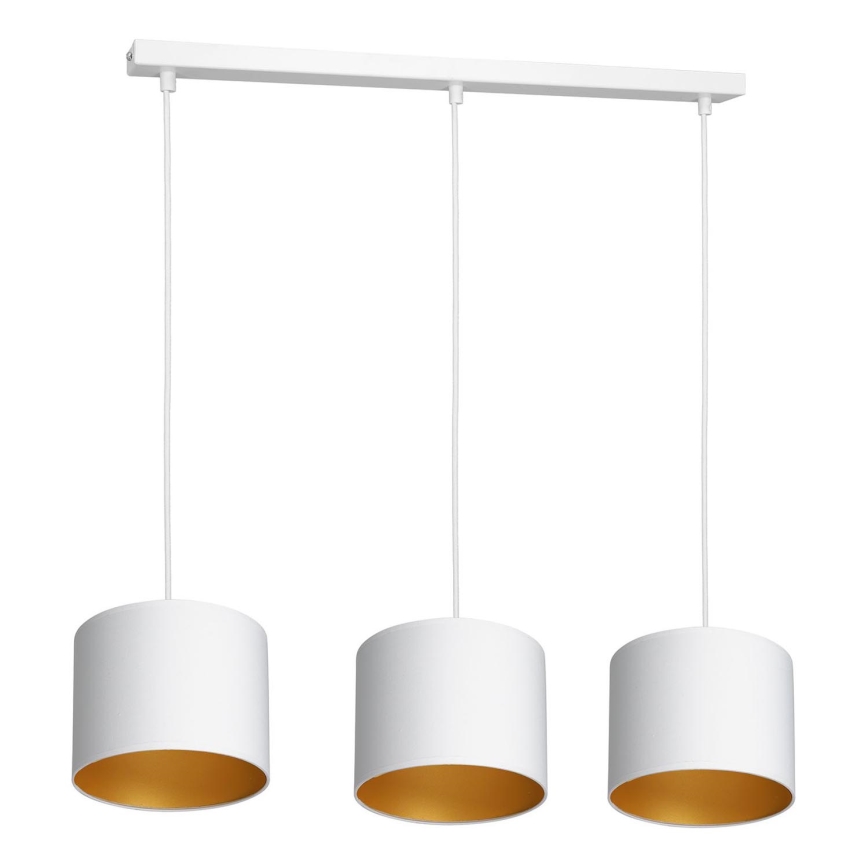 Taklampa på kabel ARDEN 3xE27/60W/230V vit/guld
