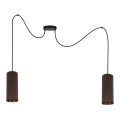 Taklampa på kabel AVALO 2xE27/60W/230V spindel brun/koppar