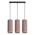 Taklampa på kabel AVALO 3xE27/60W/230V rosa/koppar
