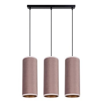 Taklampa på kabel AVALO 3xE27/60W/230V rosa/koppar