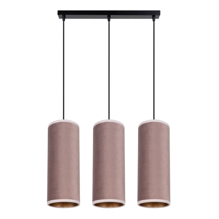Taklampa på kabel AVALO 3xE27/60W/230V rosa/koppar