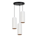 Taklampa på kabel AVALO 3xE27/60W/230V Ø 35 cm vit/koppar