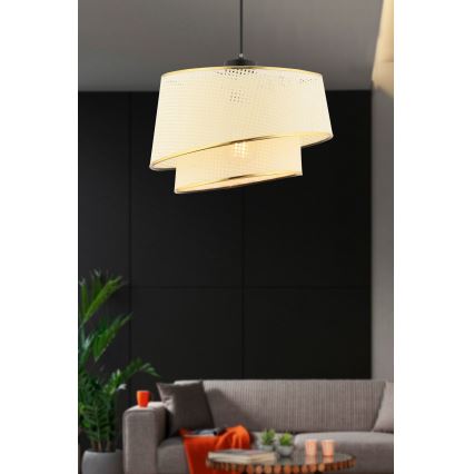 Taklampa på kabel BARETTE 1xE27/60W/230V krämfärgad/guld