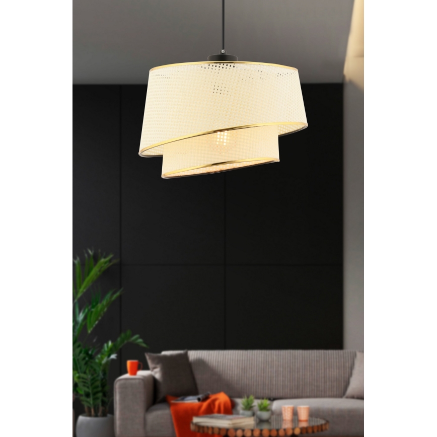 Taklampa på kabel BARETTE 1xE27/60W/230V krämfärgad/guld