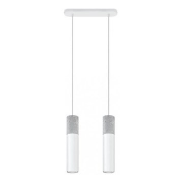 Taklampa på kabel BORGIO 2xGU10/40W/230V betong/metal vit