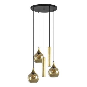 Taklampa på kabel CALYPSO 2xGU10/60W/230V + 3xE27/60W svart/guld