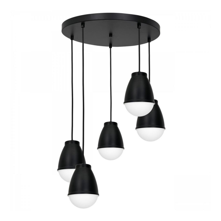 Taklampa på kabel CARYON 5xE14/60W/230V svart rund