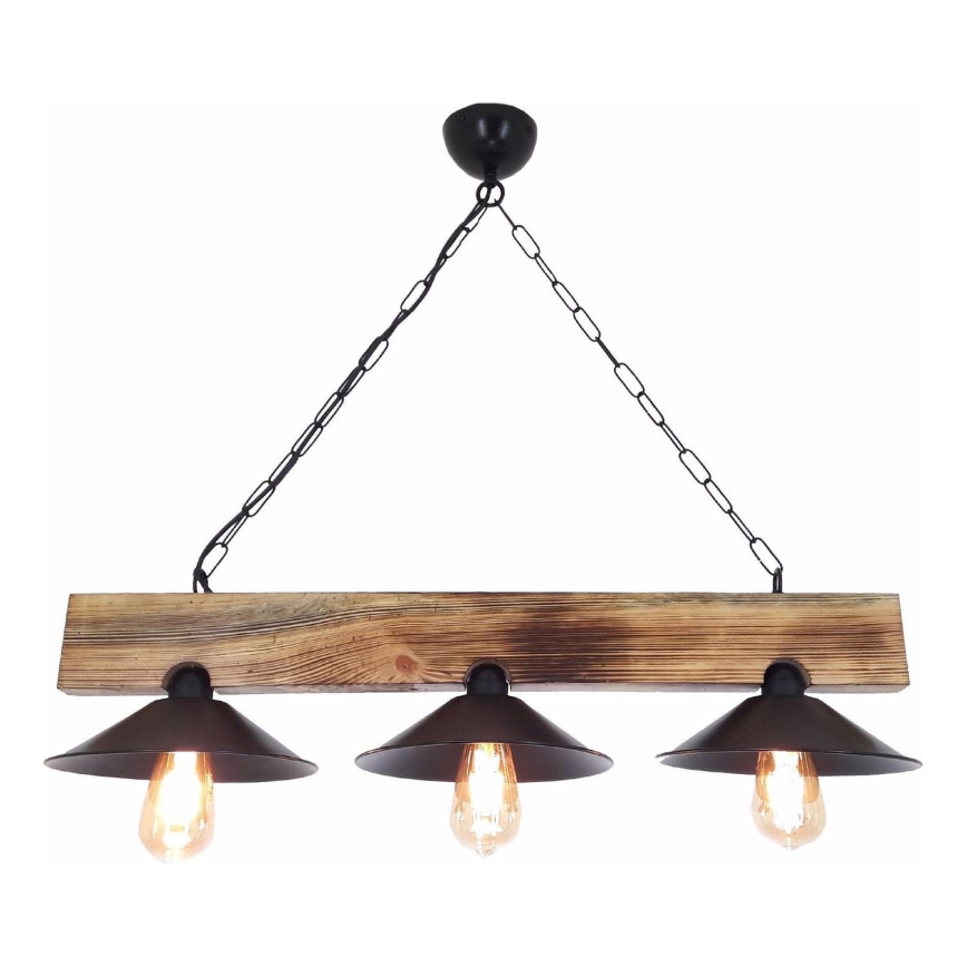 Taklampa på kabel HEPSI 3xE27/40W/230V gran/valnöt