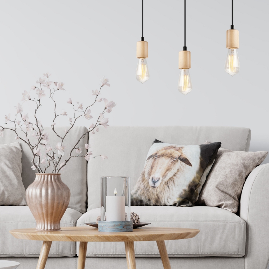 Taklampa på kabel LEON 3xE27/60W/230V bok