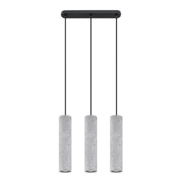 Taklampa på kabel LUVO 3xGU10/40W/230V betong/svart