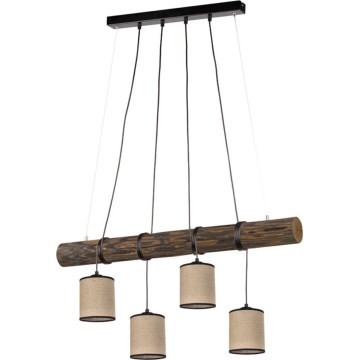 Taklampa på kabel NEGRO 4xE27/25W/230V furu