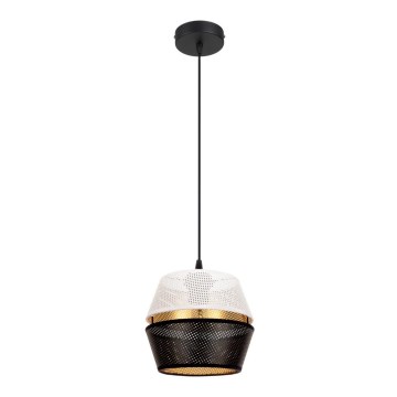 Taklampa på kabel PARIS 1xE27/60W/230V vit/svart/guld