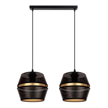 Taklampa på kabel PARIS 2xE27/60W/230V svart/guld