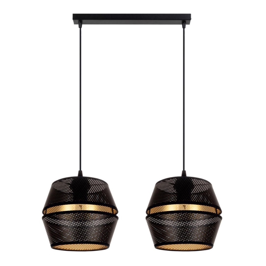 Taklampa på kabel PARIS 2xE27/60W/230V svart/guld