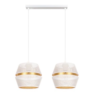 Taklampa på kabel PARIS 2xE27/60W/230V vit/guld