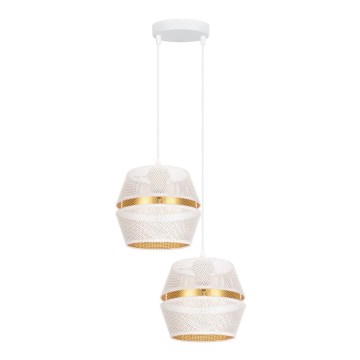 Taklampa på kabel PARIS 2xE27/60W/230V vit/guld