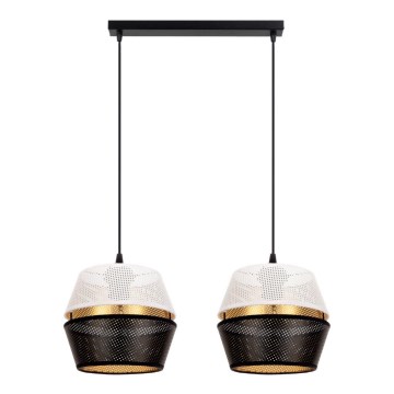 Taklampa på kabel PARIS 2xE27/60W/230V vit/svart/guld