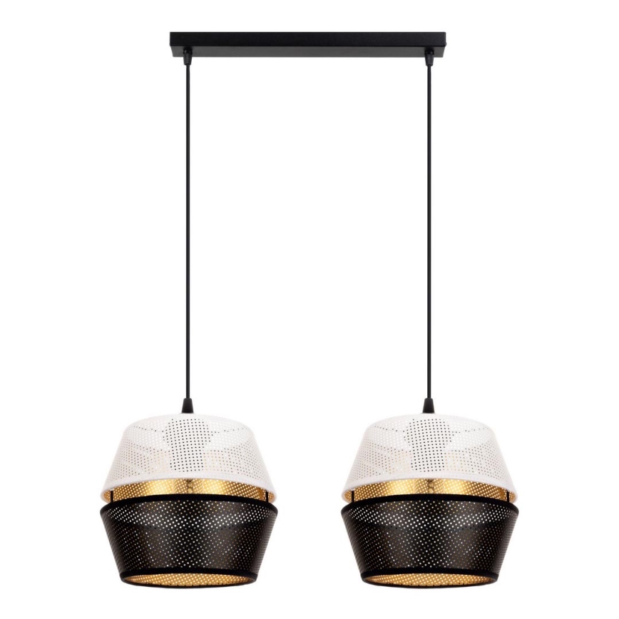 Taklampa på kabel PARIS 2xE27/60W/230V vit/svart/guld