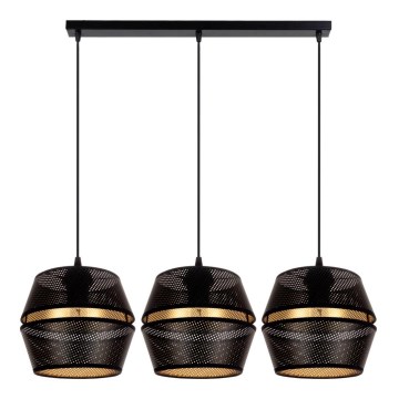 Taklampa på kabel PARIS 3xE27/60W/230V svart/guld