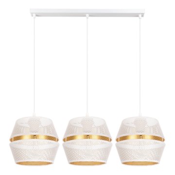 Taklampa på kabel PARIS 3xE27/60W/230V vit/guld