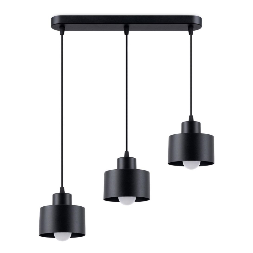 Taklampa på kabel SAVAR 3xE27/60W/230V svart