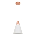 Taklampa på kabel SHADE 1xE27/15W/230V koppar/vit