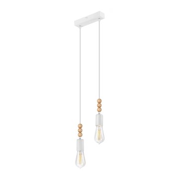 Taklampa på kabel SIMON 2xE27/60W/230V vit/bok