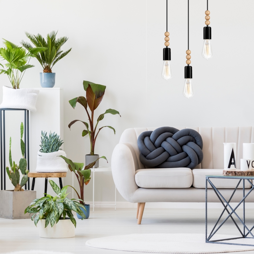Taklampa på kabel SIMON 3xE27/60W/230V bok