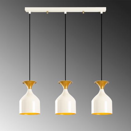 Taklampa på kabel SIVANI 3xE27/40W/230V vit/koppar