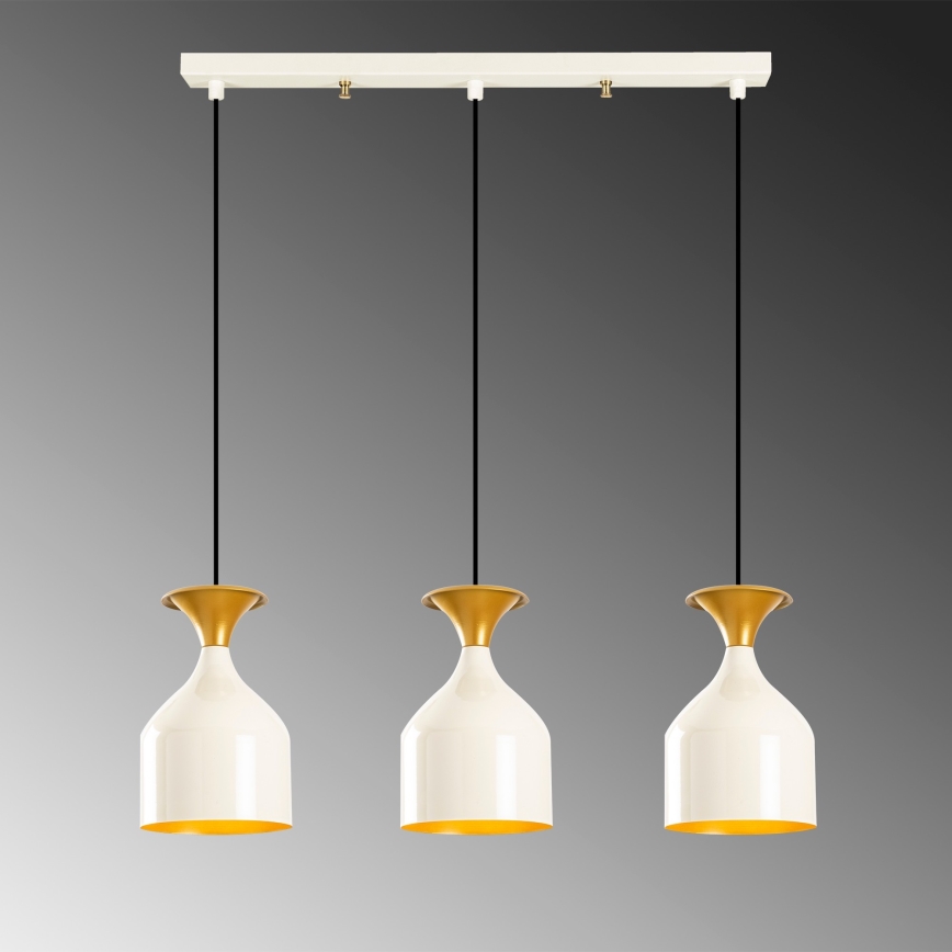 Taklampa på kabel SIVANI 3xE27/40W/230V vit/koppar