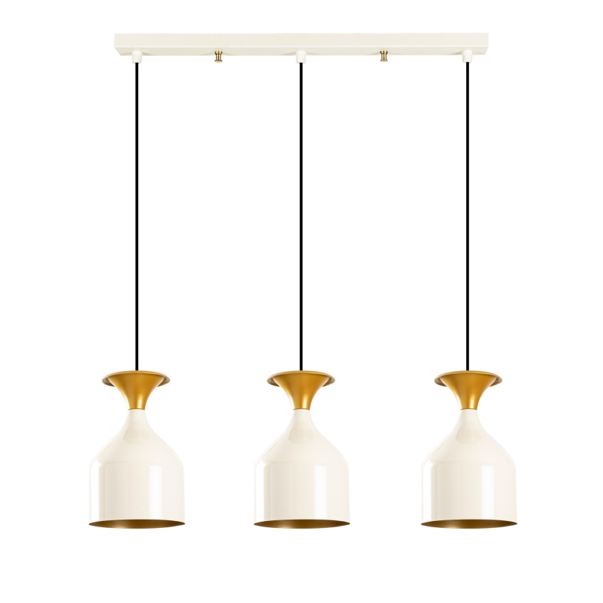 Taklampa på kabel SIVANI 3xE27/40W/230V vit/koppar
