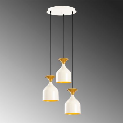 Taklampa på kabel SIVANI 3xE27/40W/230V vit/koppar