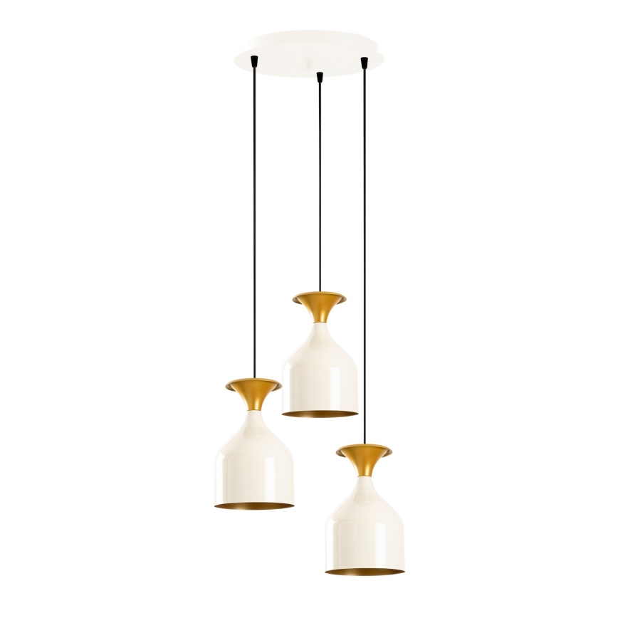 Taklampa på kabel SIVANI 3xE27/40W/230V vit/koppar