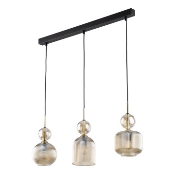 Taklampa på kabel SOPHIA 3xE14/10W/230V svart/rökbeige