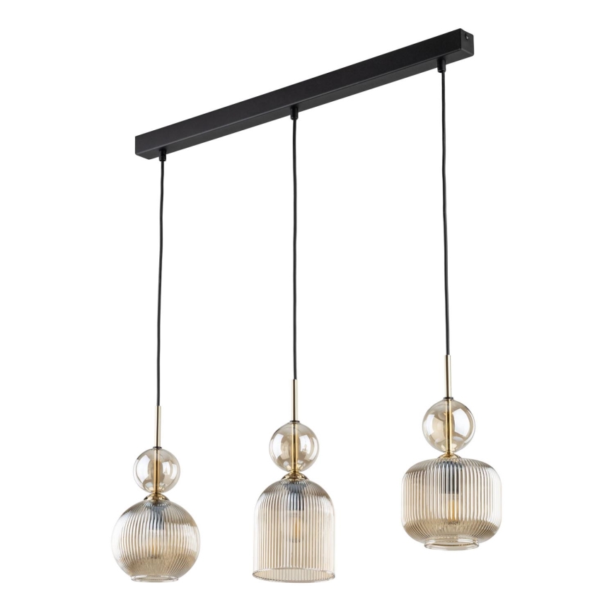 Taklampa på kabel SOPHIA 3xE14/10W/230V svart/rökbeige