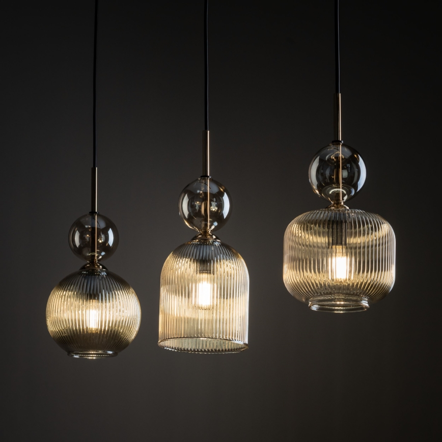 Taklampa på kabel SOPHIA 3xE14/10W/230V svart/rökbeige
