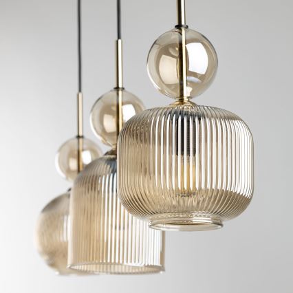 Taklampa på kabel SOPHIA 3xE14/10W/230V svart/rökbeige