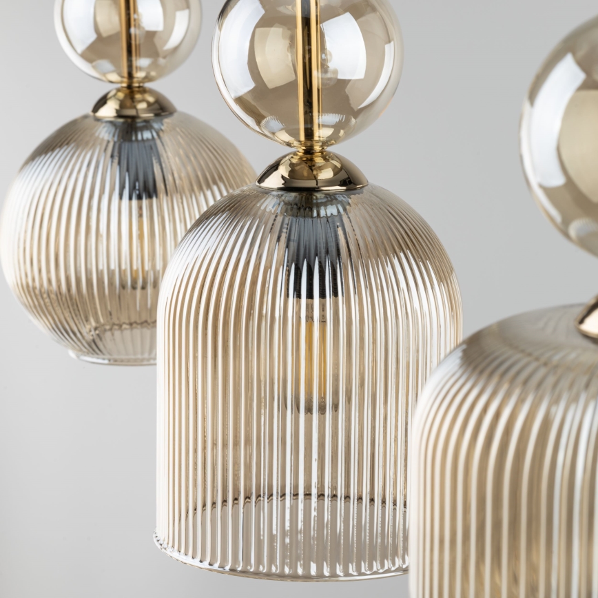 Taklampa på kabel SOPHIA 3xE14/10W/230V svart/rökbeige