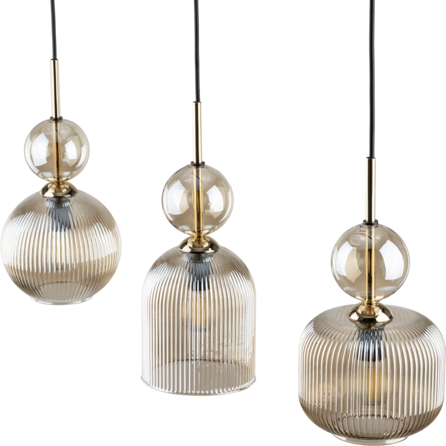 Taklampa på kabel SOPHIA 3xE14/10W/230V svart/rökbeige