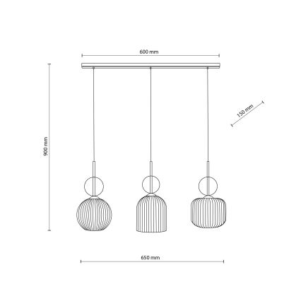 Taklampa på kabel SOPHIA 3xE14/10W/230V svart/rökbeige