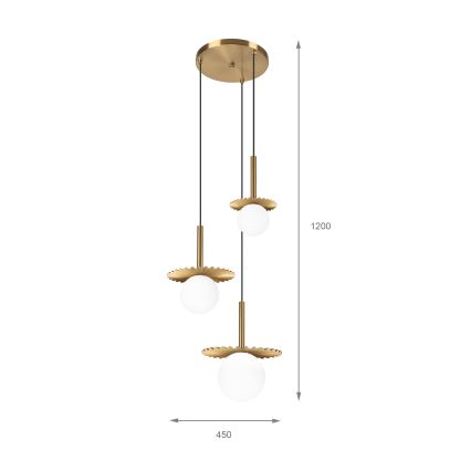 Taklampa på lina CHITA 3xG9/5W/230V guld