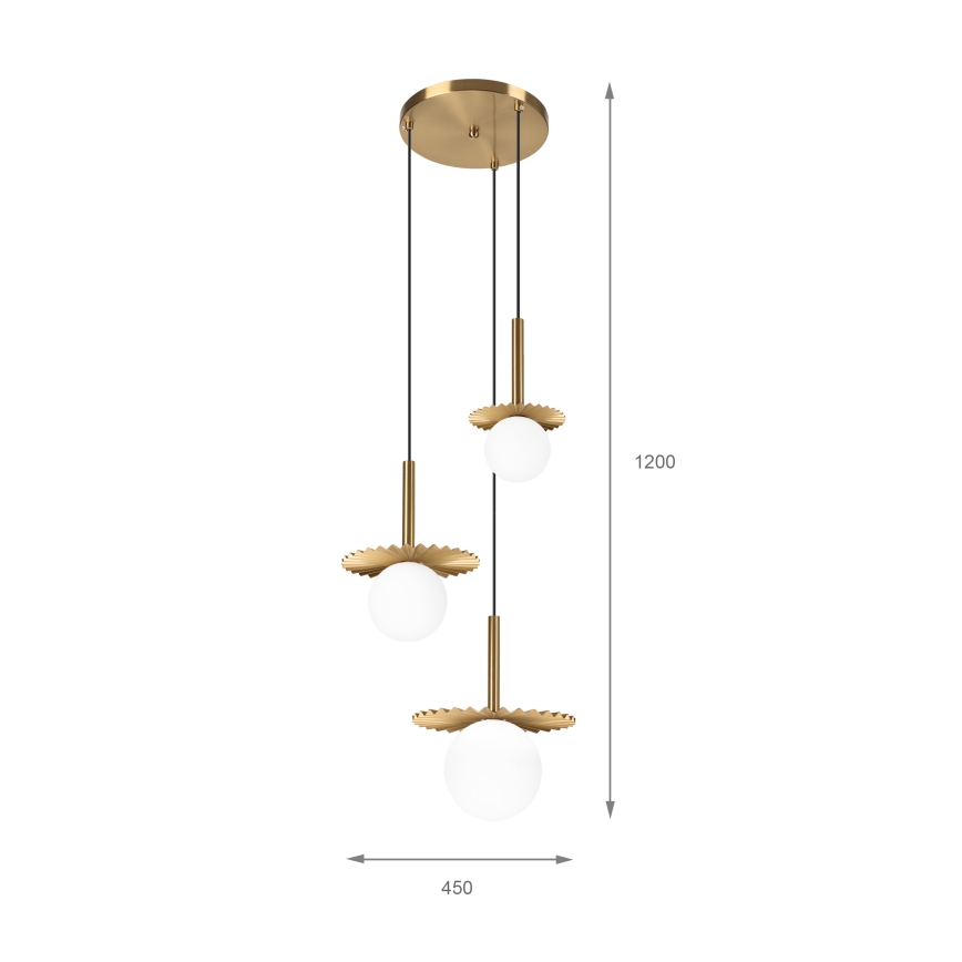 Taklampa på lina CHITA 3xG9/5W/230V guld