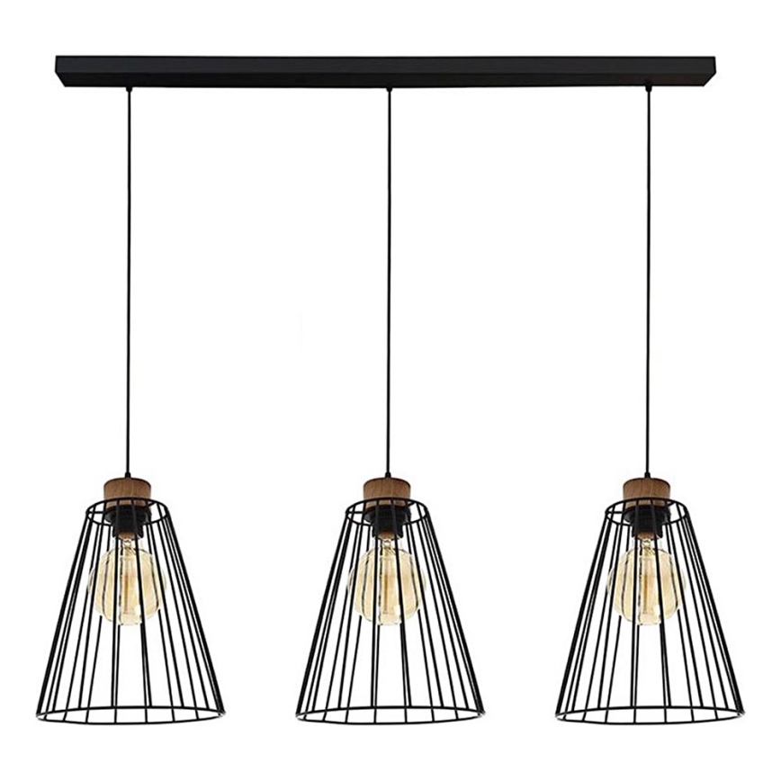 Taklampa på lina ORAZIO 3xE27/60W/230V furu