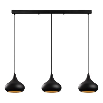 Taklampa på sladd MUBA 3xE27/40W/230V svart