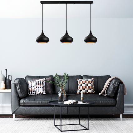 Taklampa på sladd MUBA 3xE27/40W/230V svart
