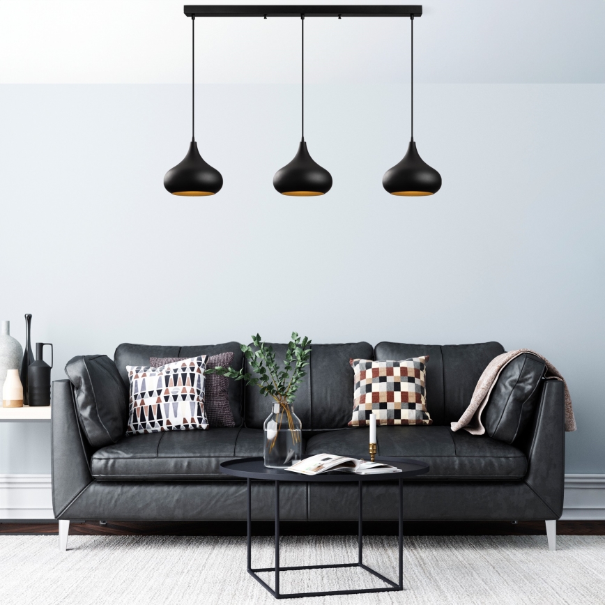Taklampa på sladd MUBA 3xE27/40W/230V svart
